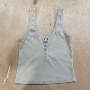 Abercrombie & Fitch White Ribbed Henley Tank Top Women’s Size S